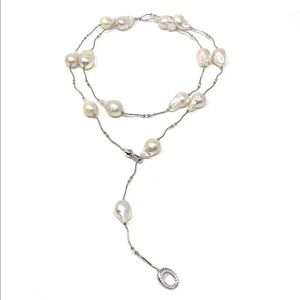 Baroque Pearl & Sterling Silver Lariat/Necklace.